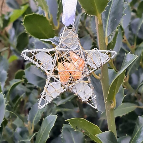 Sea Glass And Shell Wire Star Bauble