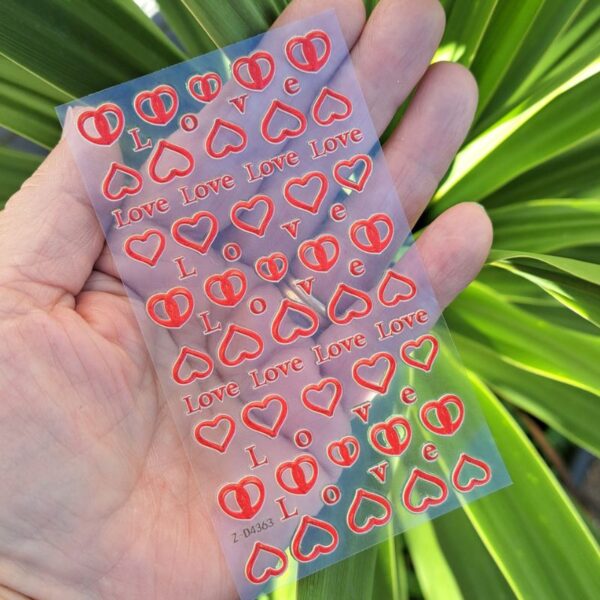 5D Valentine Heart Nail Art Stickers Design 4363