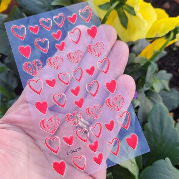5D Valentine Heart Nail Art Stickers Design 4375