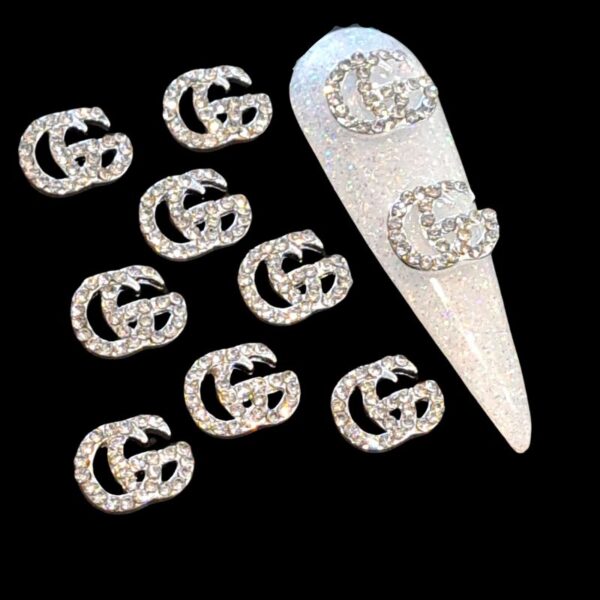 Designer Inspired Nail Art Crystal Charms Silver Alloy x 1 Design 24