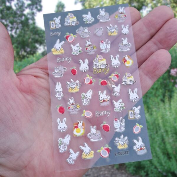 5D Cute Easter Bunny Rabbit Nail Art Stickers Design 5342