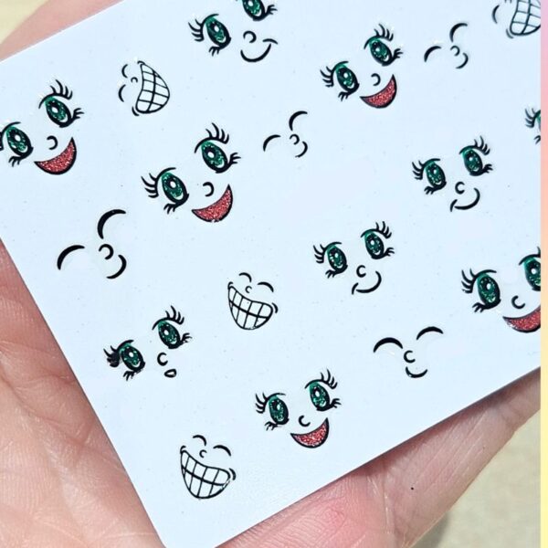 Funny Face Glitter Nail Art Stickers Design 985 - Image 2
