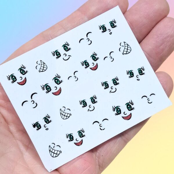 Glitter Funny Face Nail Art Stickers Design 985