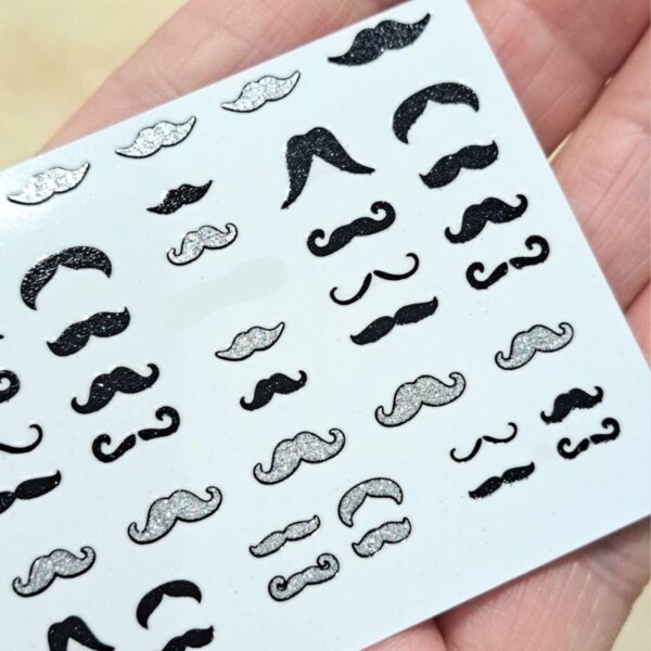 Glitter Moustache Nail Art Stickers Design 982