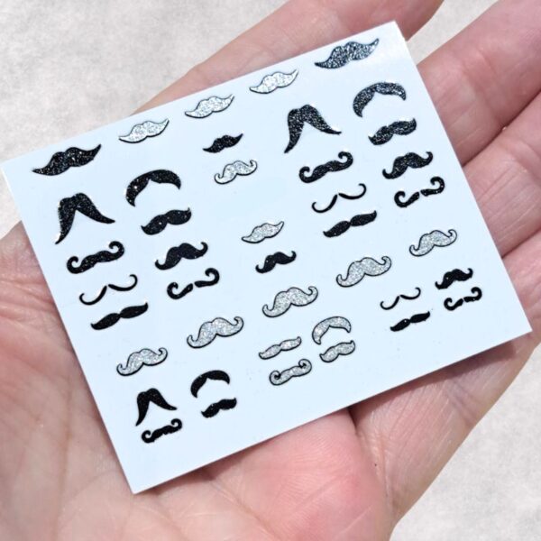Glitter Moustache Nail Art Stickers Design 982