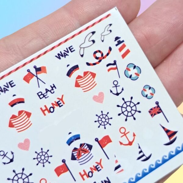 Nautical Nail Art Water Decals Design 417 - Image 2
