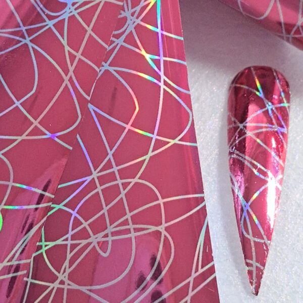 Pink And Silver Holographic Abstract Pattern Nail Art Transfer Foil