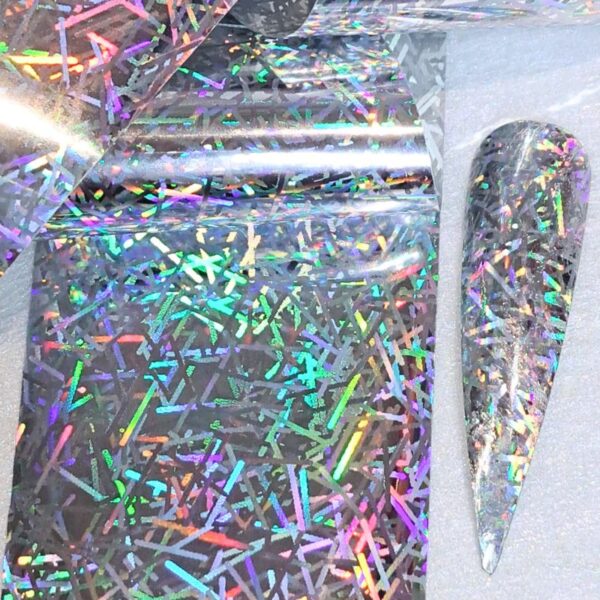 Silver Holographic Tinsel Effect Nail Art Transfer Foil