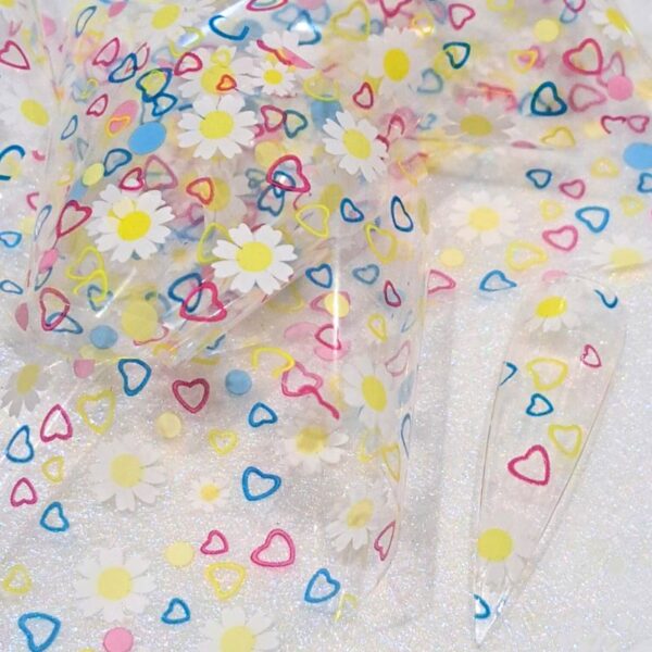 Valentine Hearts And Daisey Nail Art Transfer Foil