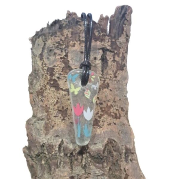 Butterfly Genuine Sea Glass Necklace Pendant Hand Decorated, Unisex Hippy Necklace, Boho Surf Necklace, Jewellery Xmas Gift  Design D