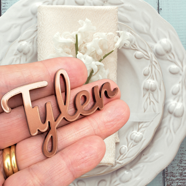 Acrylic Personalised Names, Wedding Place Names, Mirror Acrylic Cake Topper Names, Script Name Plaques - Image 2