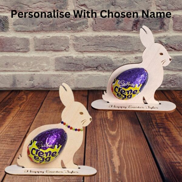 Bunny Personalised Creme Egg Holder Easter Bunny Decoration Crystal Easter Egg Holder