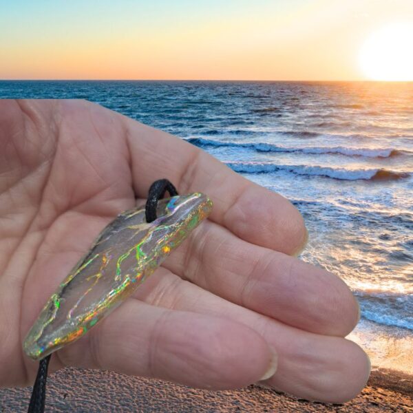 Genuine Hand Decorated Sea Glass Necklace Pendant, Unisex Hippy Necklace, Boho Surf Necklace, Jewellery Xmas Gift  Design A - Image 3