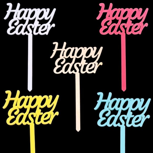 Happy Easter Cupcake Toppers, Easter Craft Decorations, Easter Cake Picks - Image 3
