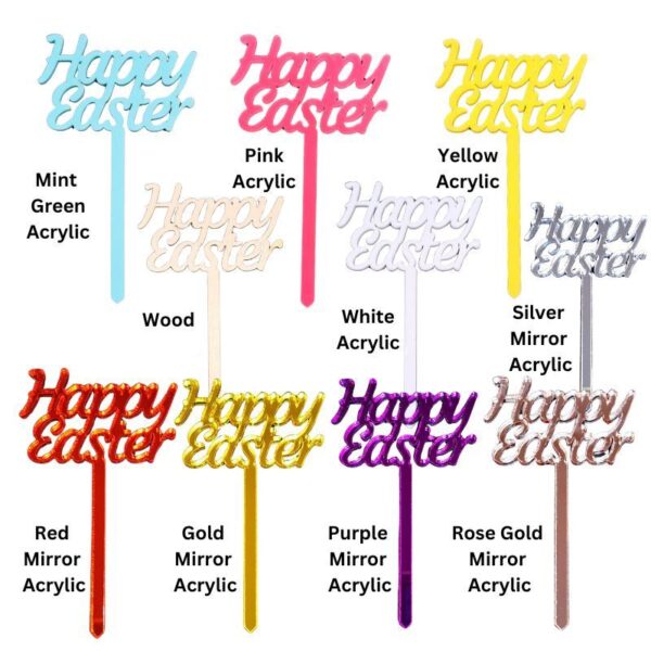 Happy Easter Cupcake Toppers, Easter Craft Decorations, Easter Cake Picks - Image 6