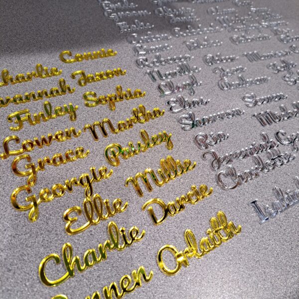 Acrylic Personalised Names, Wedding Place Names, Mirror Acrylic Cake Topper Names, Script Name Plaques - Image 10