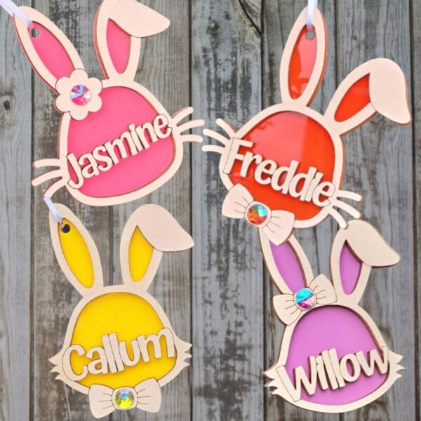 Easter Gift Tags, Personalised Easter Name Tags, Kids Easter Baubles, Named Easter Bunny Gift Tags, Easter Basket Tags - Image 7