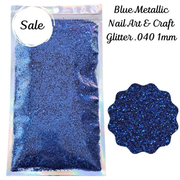 Blue Metallic Glitter Nail Art Craft Resin .040 1mm