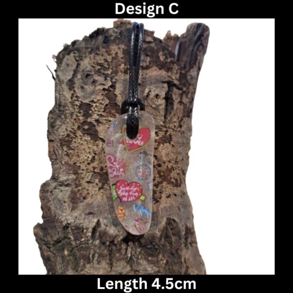 Decorated Sea Glass Pendant Necklace Design C