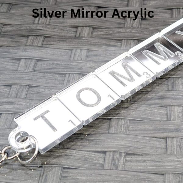 Personalised Scrabble Keyrings Mirror Acrylic Scrabble Tile Keychains - Image 9