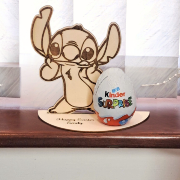Disney Stitch Personalised Kinder Egg Holder, Disney Stitch Easter Egg Holder