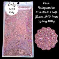 Pink Holographic Glitter Nail Art Craft Resin .040 1mm