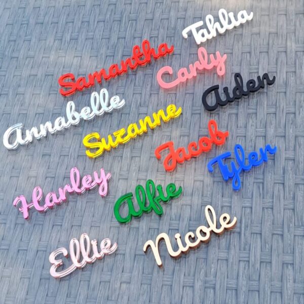 Acrylic Personalised Names, Wedding Place Names, Mirror Acrylic Cake Topper Names, Script Name Plaques - Image 12