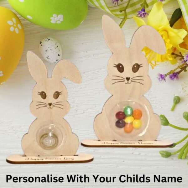 Personalised Easter Bunny Decoration Easter Gift Holder With Money Holder Shaker Dome - Image 8