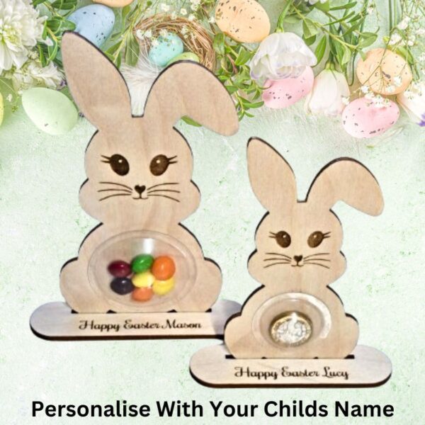 Personalised Easter Bunny Decoration Easter Gift Holder With Money Holder Shaker Dome - Image 2