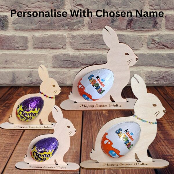 Bunny Personalised Creme Egg Holder Easter Bunny Decoration Crystal Easter Egg Holder - Image 4