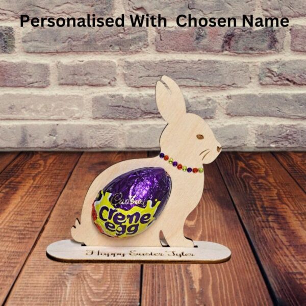 Bunny Personalised Creme Egg Holder Easter Bunny Decoration Crystal Easter Egg Holder - Image 2
