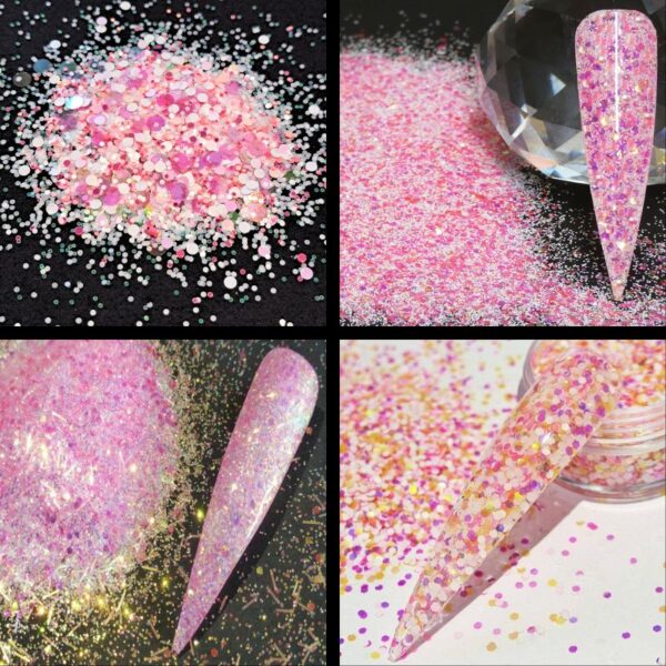 Pink Glitter Mix Bundle, Nail Art Glitters, Craft Glitter, Resin Glitter Mixes, Wax Melts Glitter Set 16 - Image 2