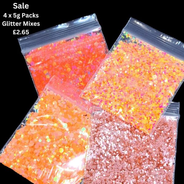 4 x 5g Packs Glitter Mixes Nail Art And Craft Glitter Bundle Set 20 (