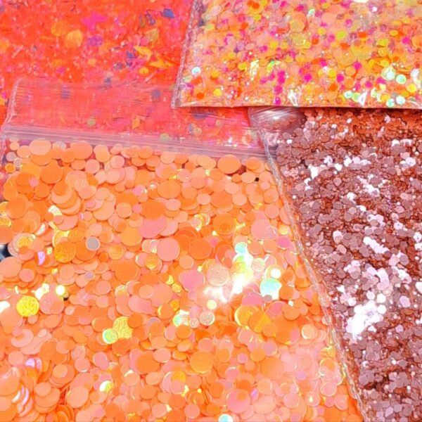 Orange Glitter Mixes, Nail Art Glitters, 4 x 5g Packs, Craft Glitter, Resin Glitter Mixes, Wax Melts Glitter, Set 20 Glitter Mix Bundle - Image 4