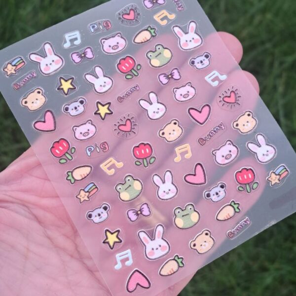 5D Easter Bunny, Teddy Bear, Pig and Frog Nail Art Stickers Design 351