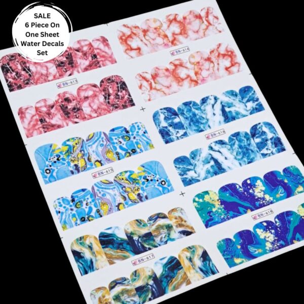 6 x Marble Water Slide Decals Set 5