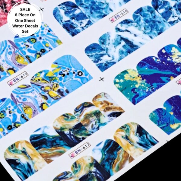 Marble Water Slide Nail Decals x 6 Designs Set 5 - Image 2