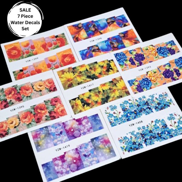 7 x Flower Water Slide Decals Set 1