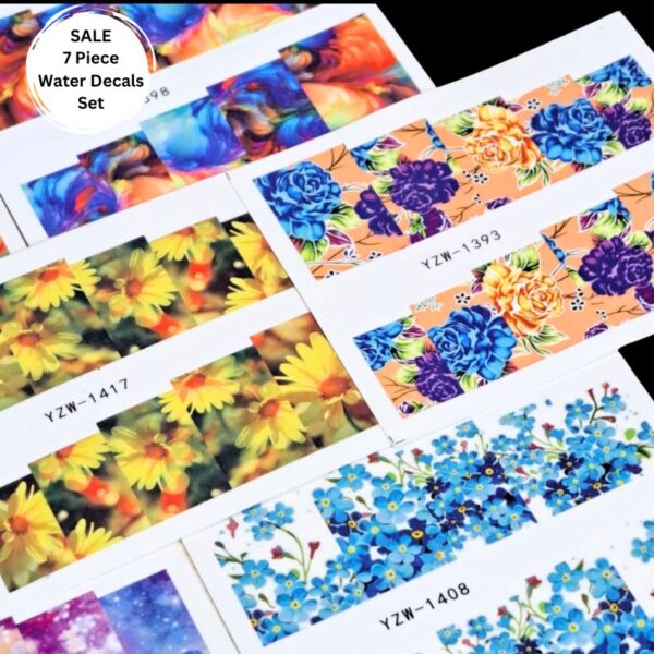 Flower Nail Art Water Slide Decals Set x 7 Designs Set 1 - Image 3