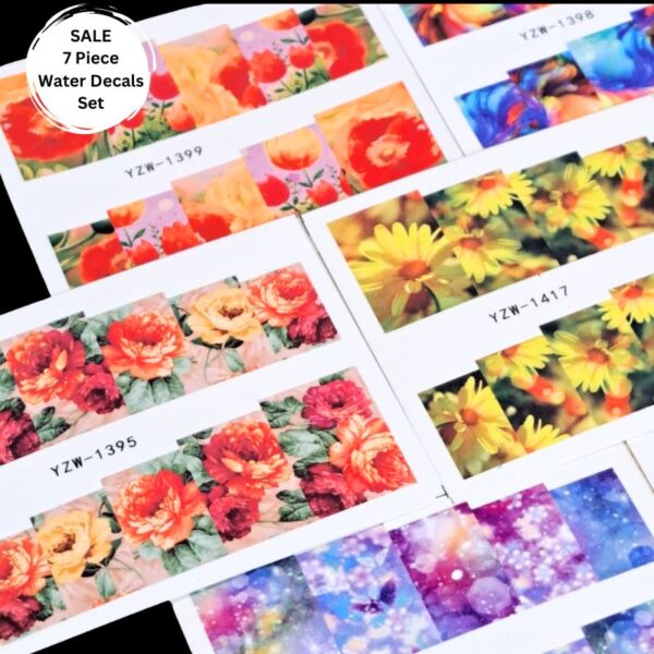 Flower Nail Art Water Slide Decals Set x 7 Designs Set 1 - Image 2
