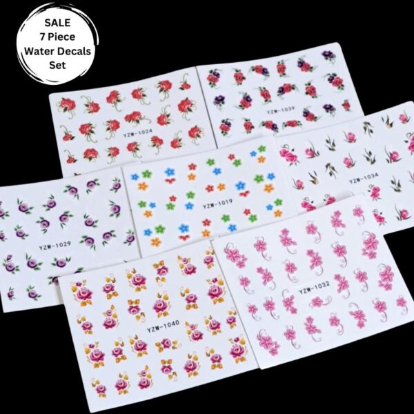 7 x Flower Water Slide Decals Set 2
