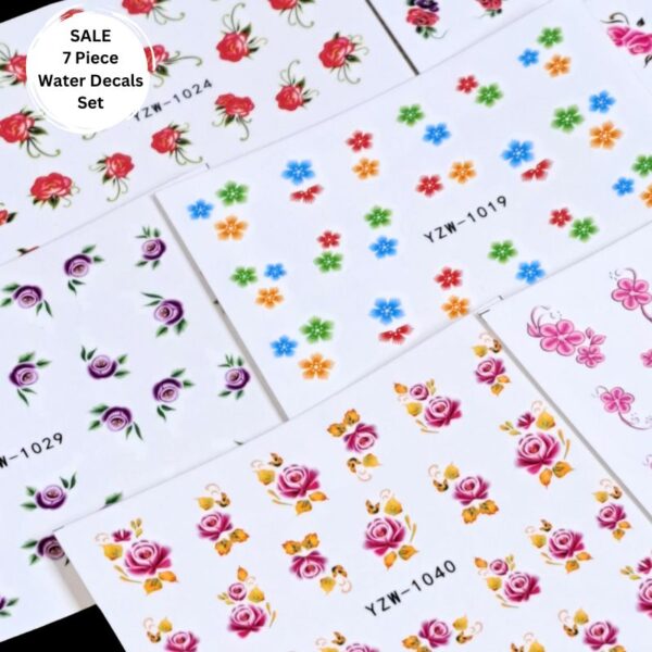 7 x Flower Nail Art Water Slide Decals Set 2 - Image 3