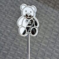 Baby Shower Drinks Stirrers, Personalised Drinks Stirrers, Party Stirrers, Personalised Teddy Bear Swizzle Sticks - Silver Mirror