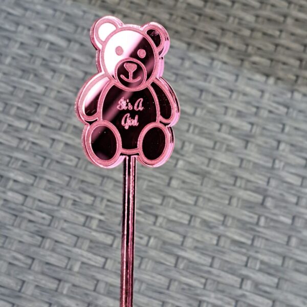 Baby Shower Drinks Stirrers, Personalised Drinks Stirrers, Party Stirrers, Personalised Teddy Bear Swizzle Sticks - Image 2