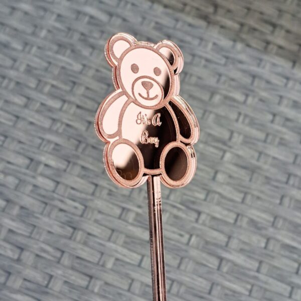 Baby Shower Drinks Stirrers, Personalised Drinks Stirrers, Party Stirrers, Personalised Teddy Bear Swizzle Sticks - Image 3