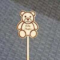 Baby Shower Drinks Stirrers, Personalised Drinks Stirrers, Party Stirrers, Personalised Teddy Bear Swizzle Sticks - Wood