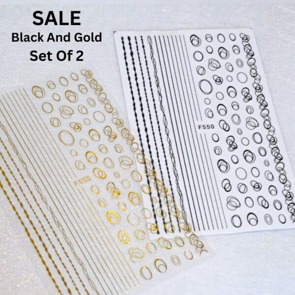 Geometry Scribble And Line Stickers Black And Gold Set 10