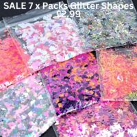 Glitter Shapes, Glitter Sequin Shapes Set 4 x 7 Packs, Nail Art Glitter, Resin Glitter, Craft Sequins