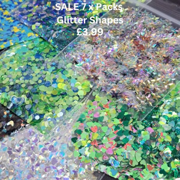 Nail Art Glitter Sequin Shapes, Glitter Sequins Set 9 x 7 Packs, Nail Glitter, Resin Glitter, Craft Sequins, Wax Melts Glitter - Image 2
