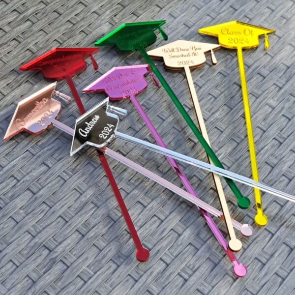 Graduation Drinks Stirrers, Personalised Drinks Stirrers, Party Stirrers, Personalised Graduation Swizzel Sticks - Image 2